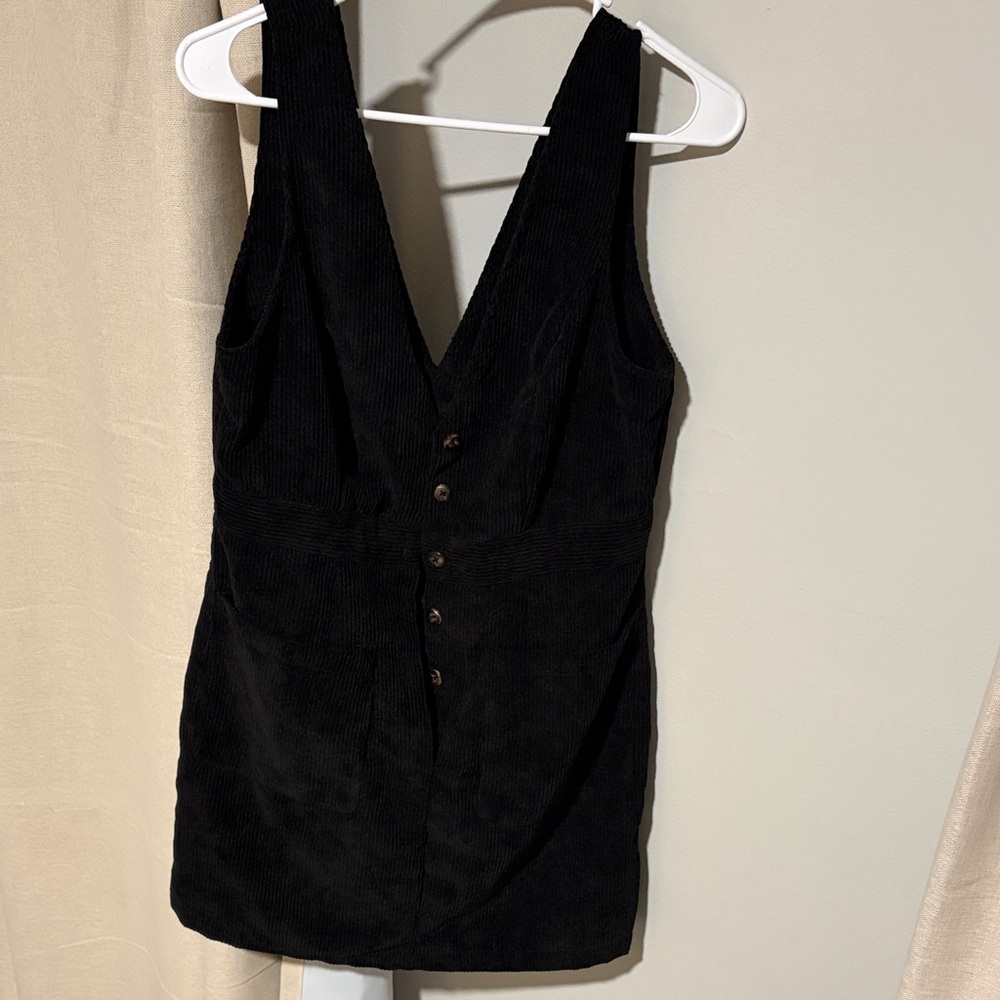 Black Corduroy Button-Front Dress